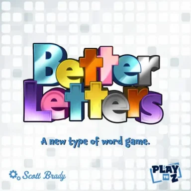 Better Letters The game title Better Letters appears in bright colors in front of a crossword-style background.