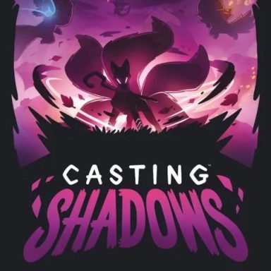 Casting Shadows A silhouette of a fox with several tails stands on a rise with the game title "Casting Shadows."
