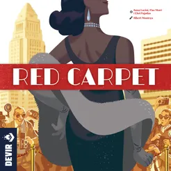 Red Carpet* An old-style Hollywood starlet in a black dress with white wrap poses for a gold-tinged crowd with the game title "Red Carpet."